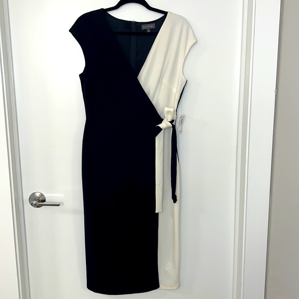 Luxology “Wrap” Black & White Dress